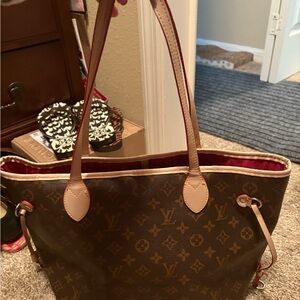 Louis Vuitton Brown and Red Monogram Tote